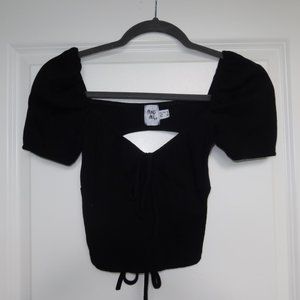 Princess Polly Luana Tie-Back Black Top (US Size 4)